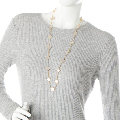 Van Cleef & Arpels 18K Yellow Gold Mother of Pearl 20 Motifs Vintage Alhambra Necklace 2 of 4