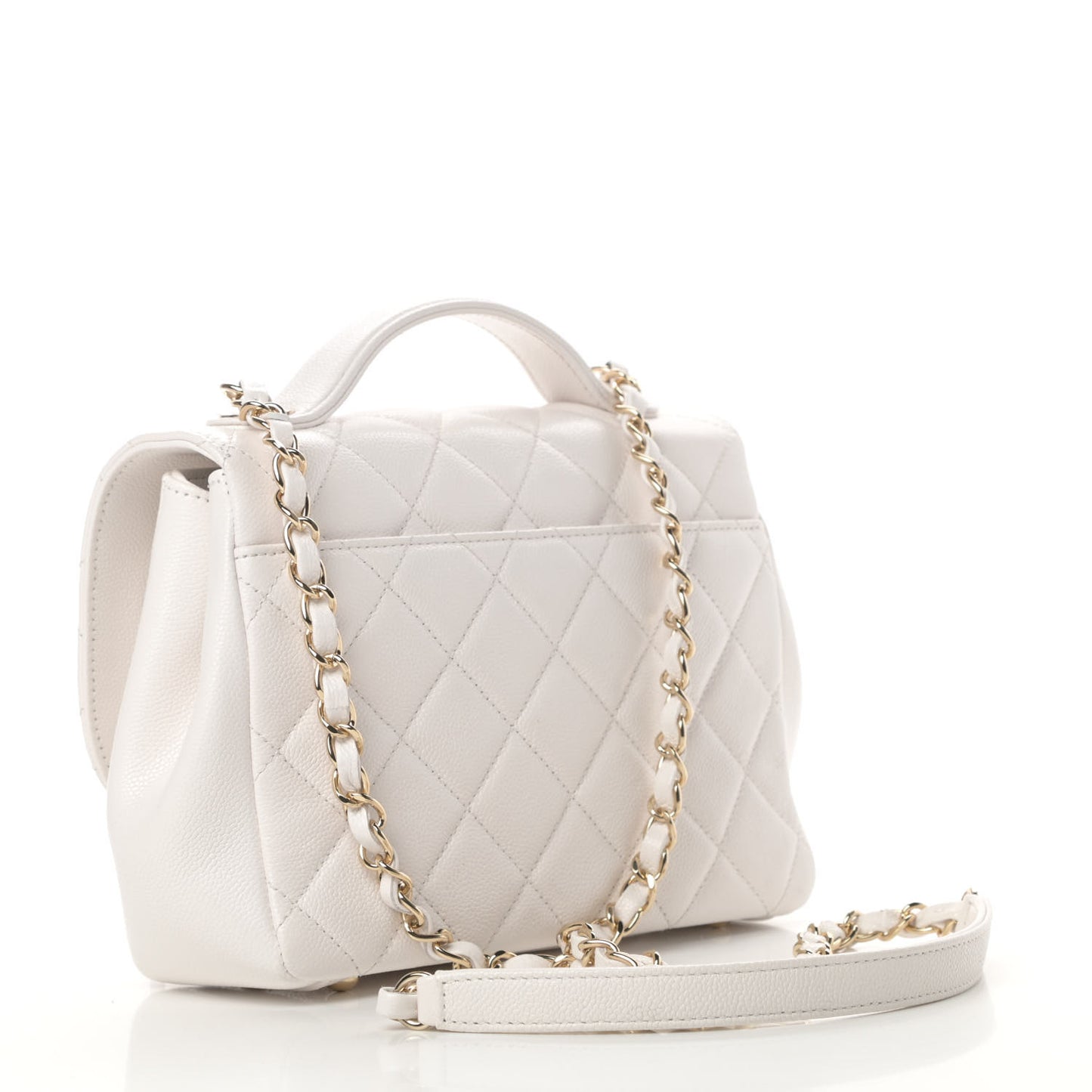 Caviar Quilted Medium Business Affinity Flap White