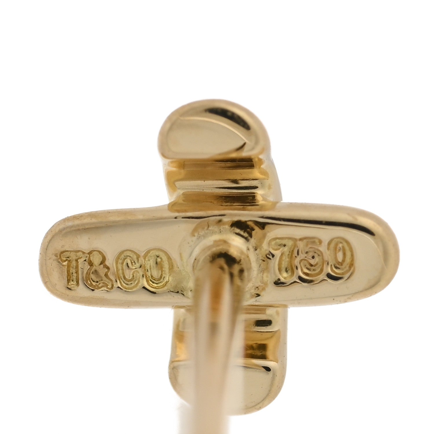 Tiffany 18K Yellow Gold 5mm Cross Stitch Earrings 4 of 4