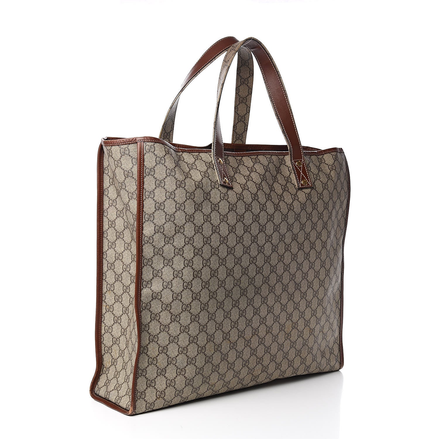 Gucci GG Plus Monogram Large Signature Web Loop Tote Brown 3 of 12