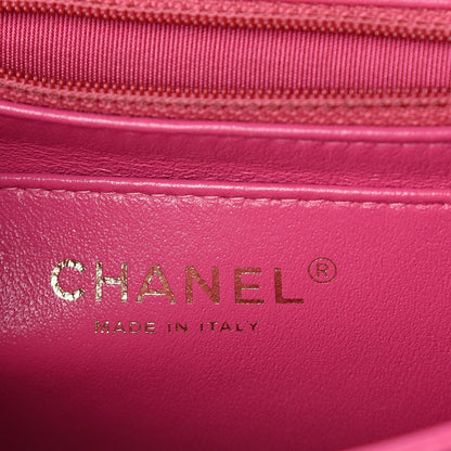 Chanel Lambskin Chevron Quilted Mini Square Flap Fuchsia 6 of 9