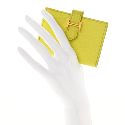 Hermes Chevre Mysore Bearn Card Holder Wallet Lime 2 of 6