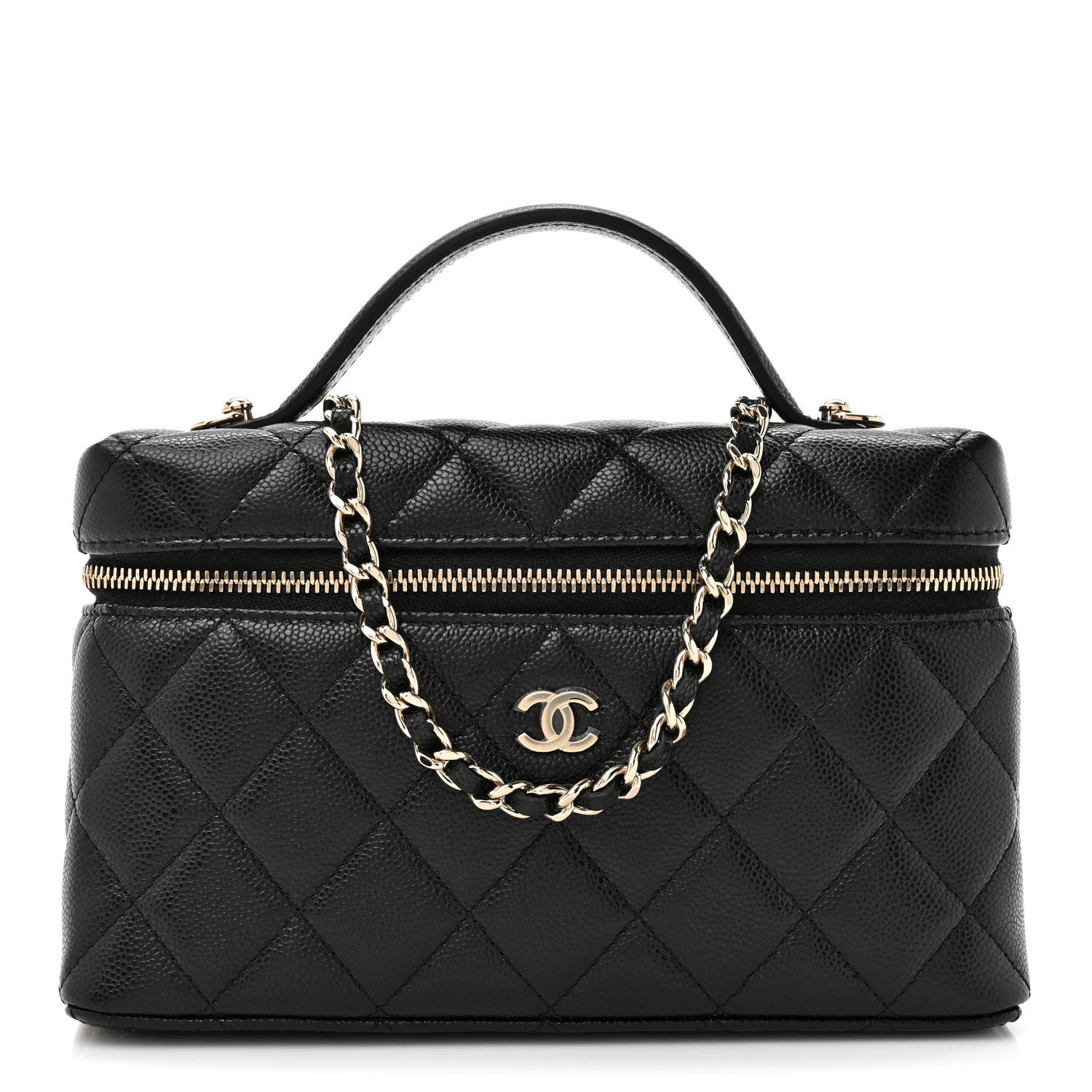 Chanel Caviar Quilted Top Handle Slim Vanity With Chain Black 1 of 19