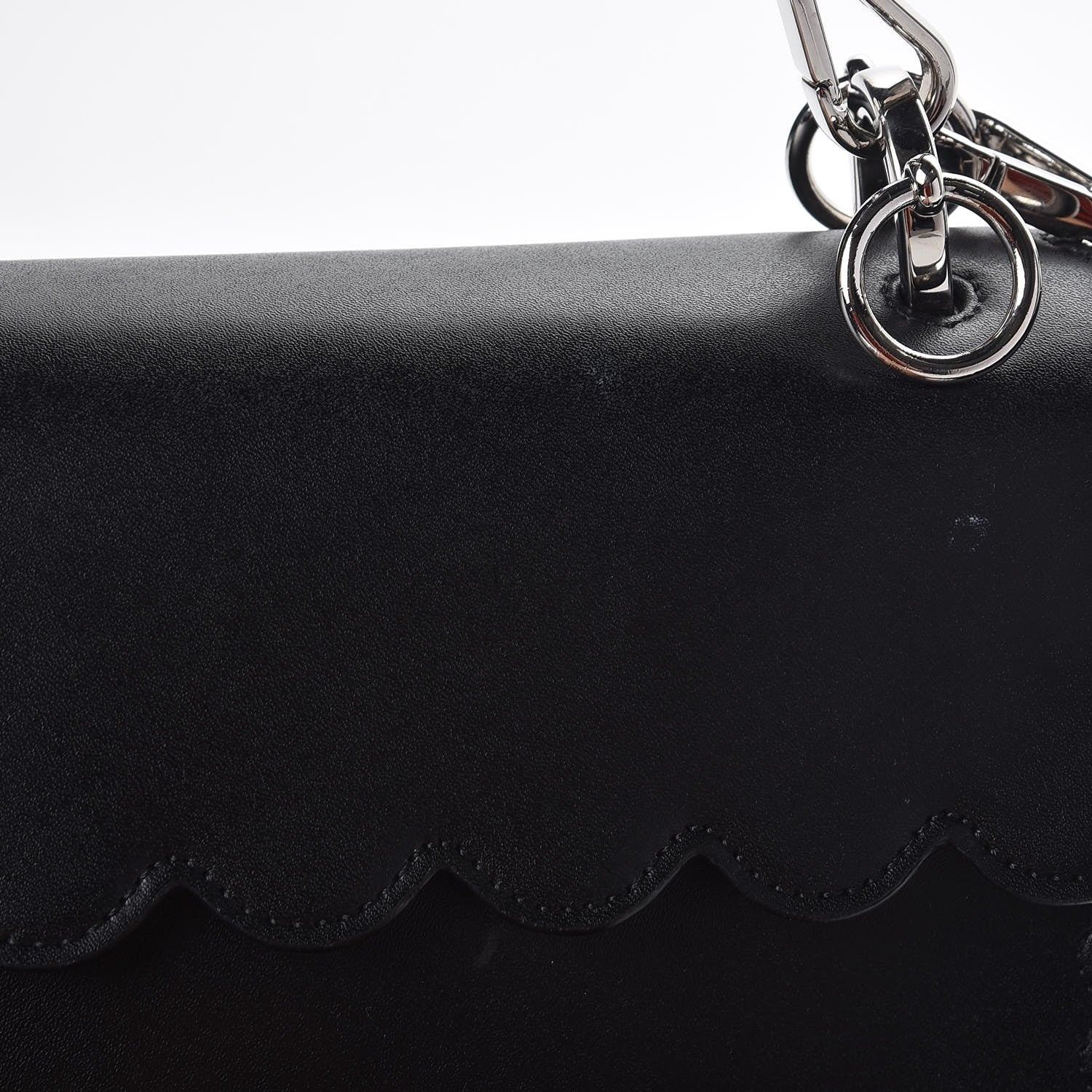 Fendi Vitello Liberty Pearl Bi-Color Flowers and Bows Scalloped Studded Kan I Shoulder Bag Black Camelia 11 of 11