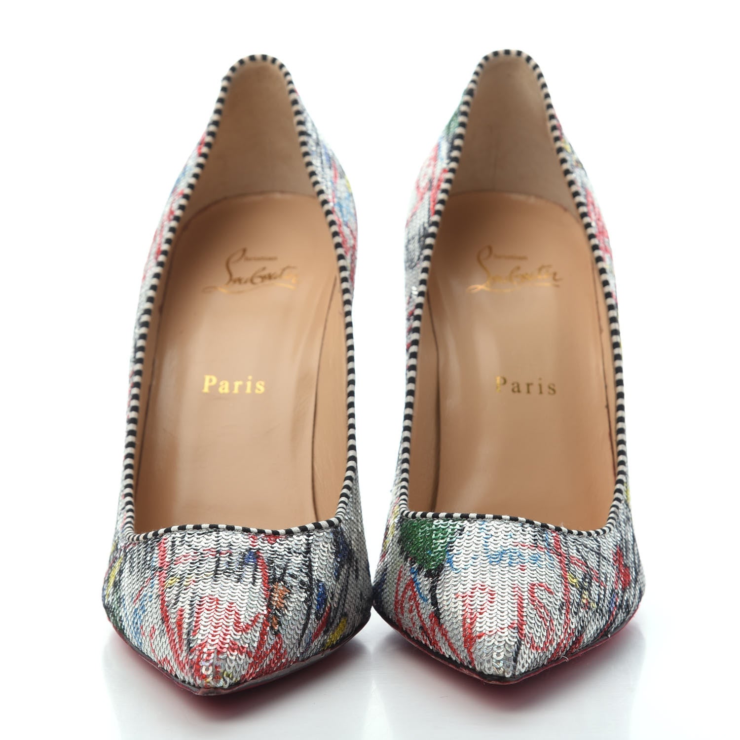 Christian Louboutin Paillette Loubitag Decollete 554 100 Pumps 41 Silver 2 of 4
