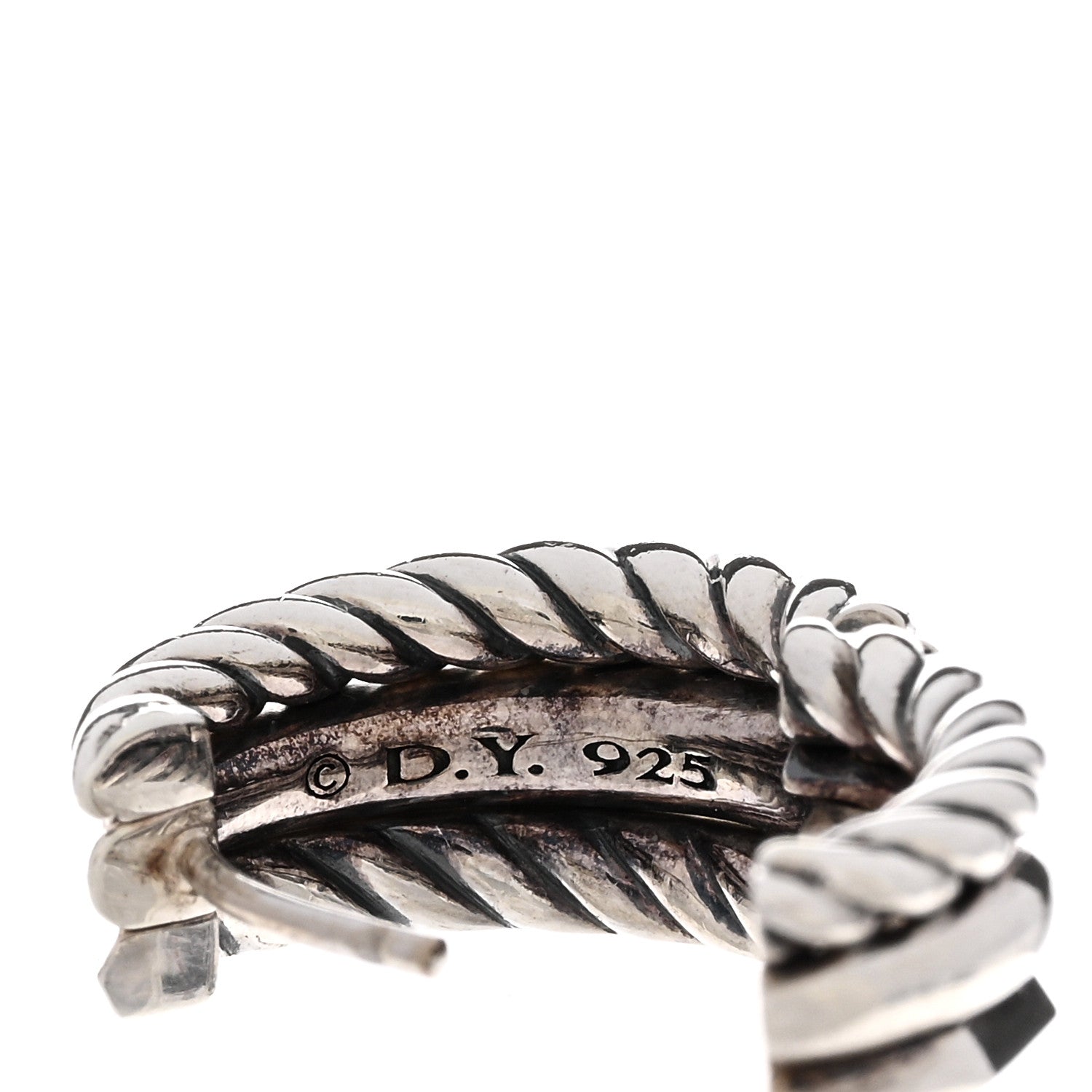 David Yurman Sterling Silver Diamond Stax Hoop Earrings 4 of 4