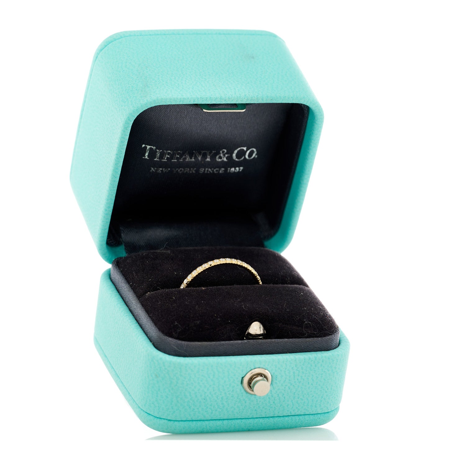 Tiffany 18K Yellow Gold Diamond Metro Band Ring 57 8 5 of 5