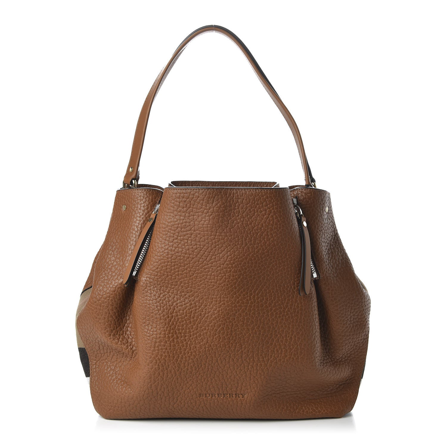 Burberry Grainy Calfskin House Check Medium Maidstone Camel 1 of 9