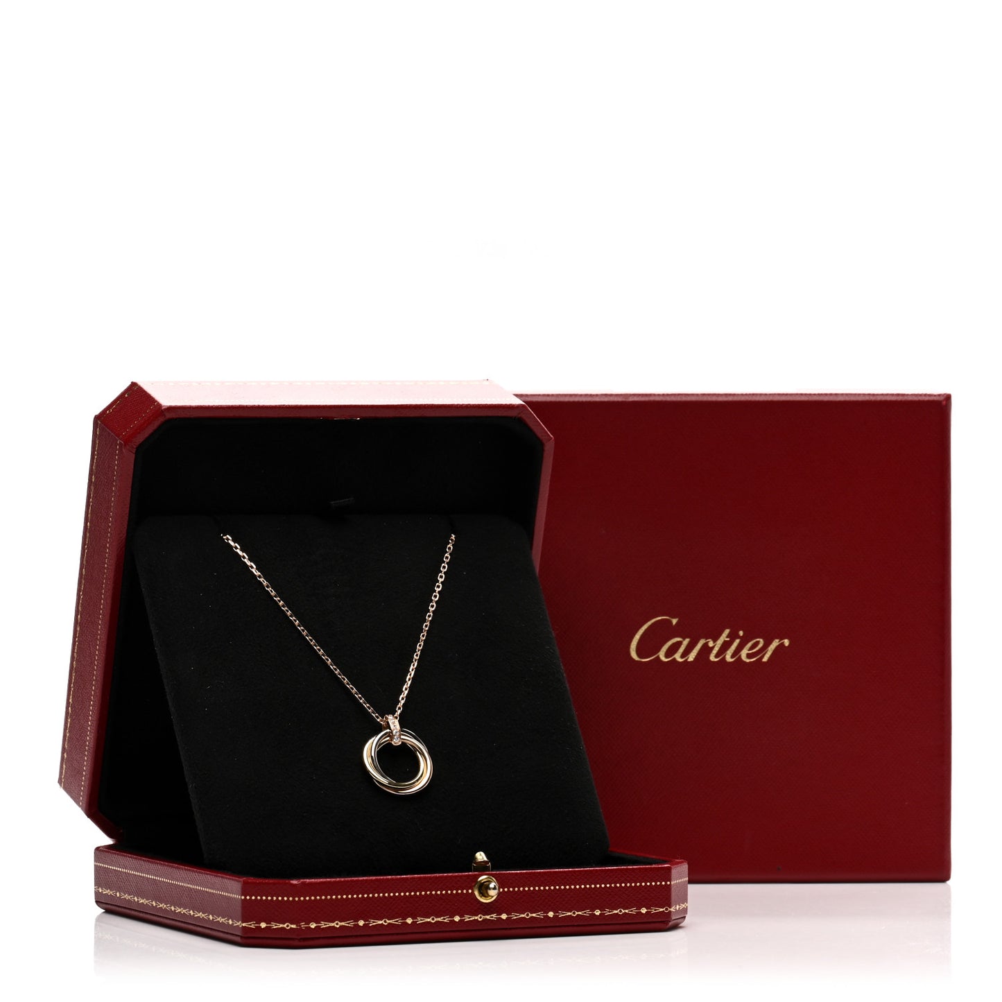 18K Pink Gold Diamond Trinity Pendant Necklace