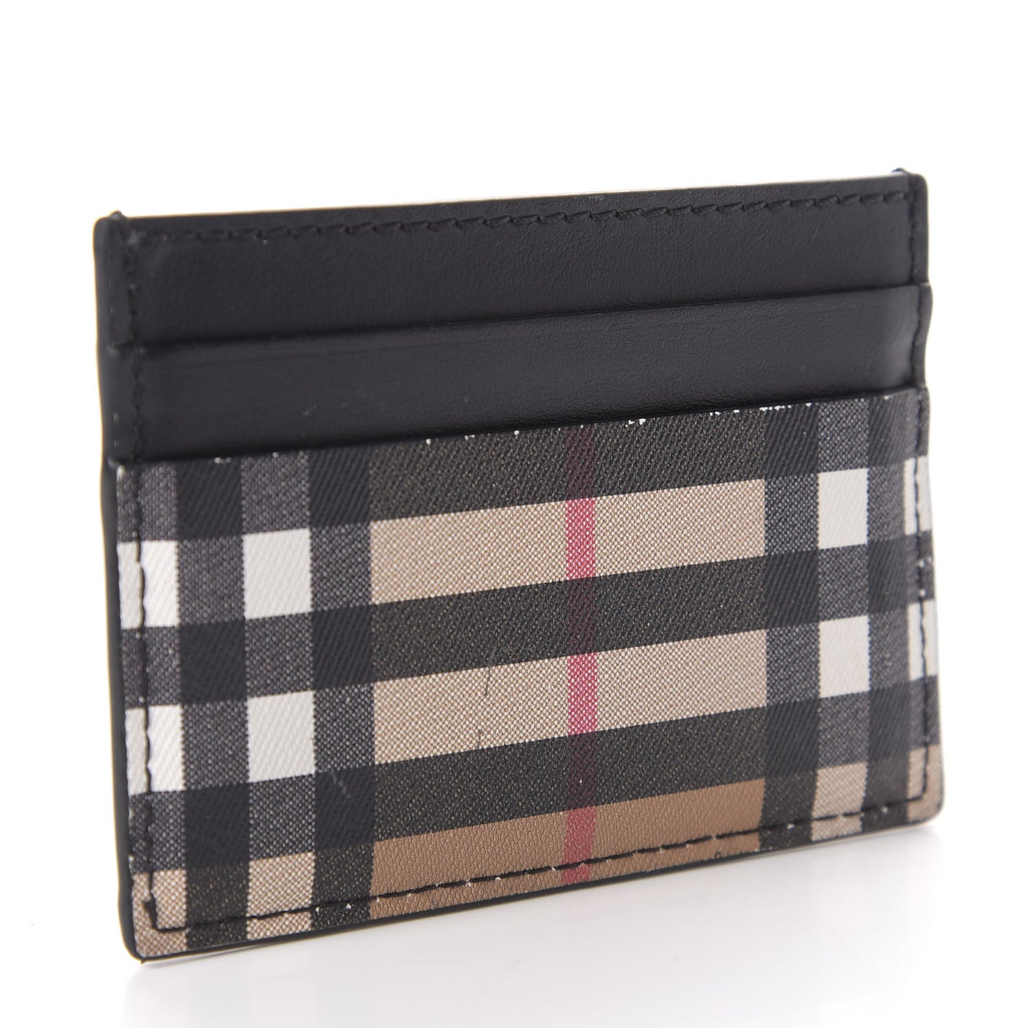 Smooth Calfskin Vintage Check Sandon Card Case Black