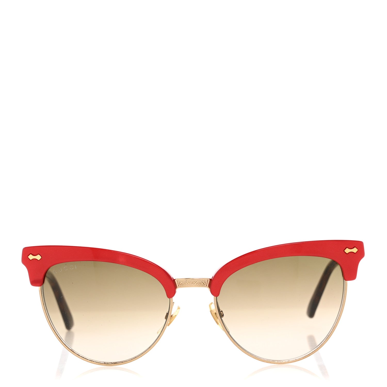 Gucci Acetate Damascato Cat Eye Sunglasses GG0055S Red Gold 2 of 10