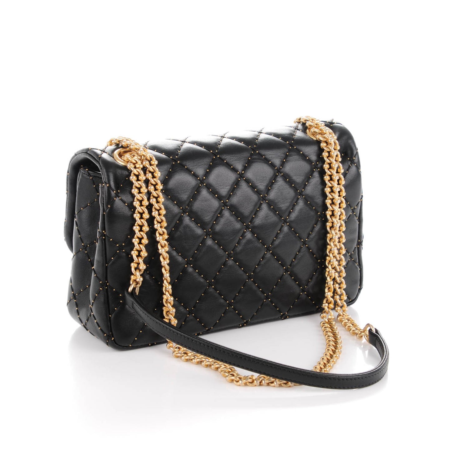 Lambskin Quilted Mini Studded Flap Black