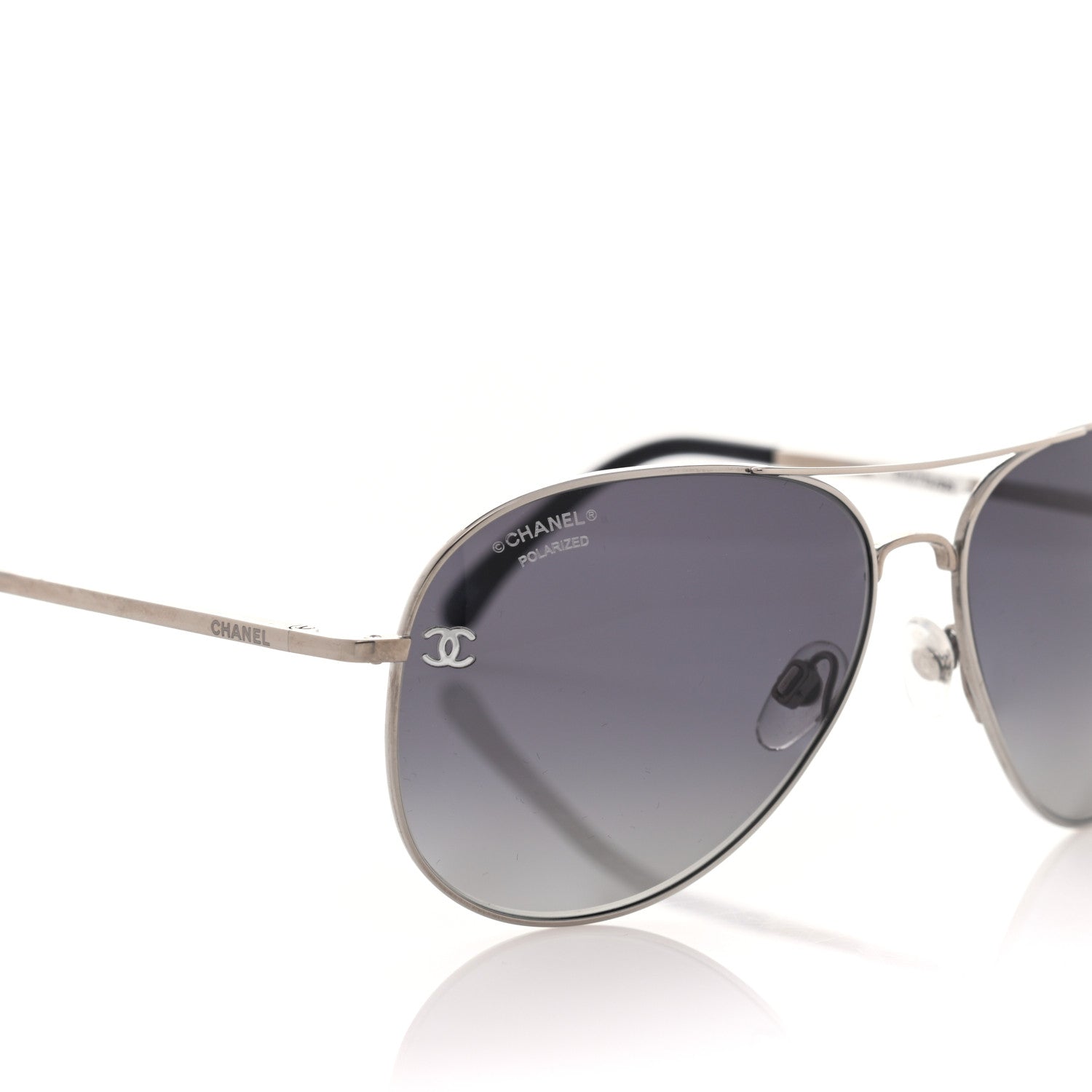 Chanel Metal Polarized Aviator CC Sunglasses 4189-T-Q Gold 5 of 9