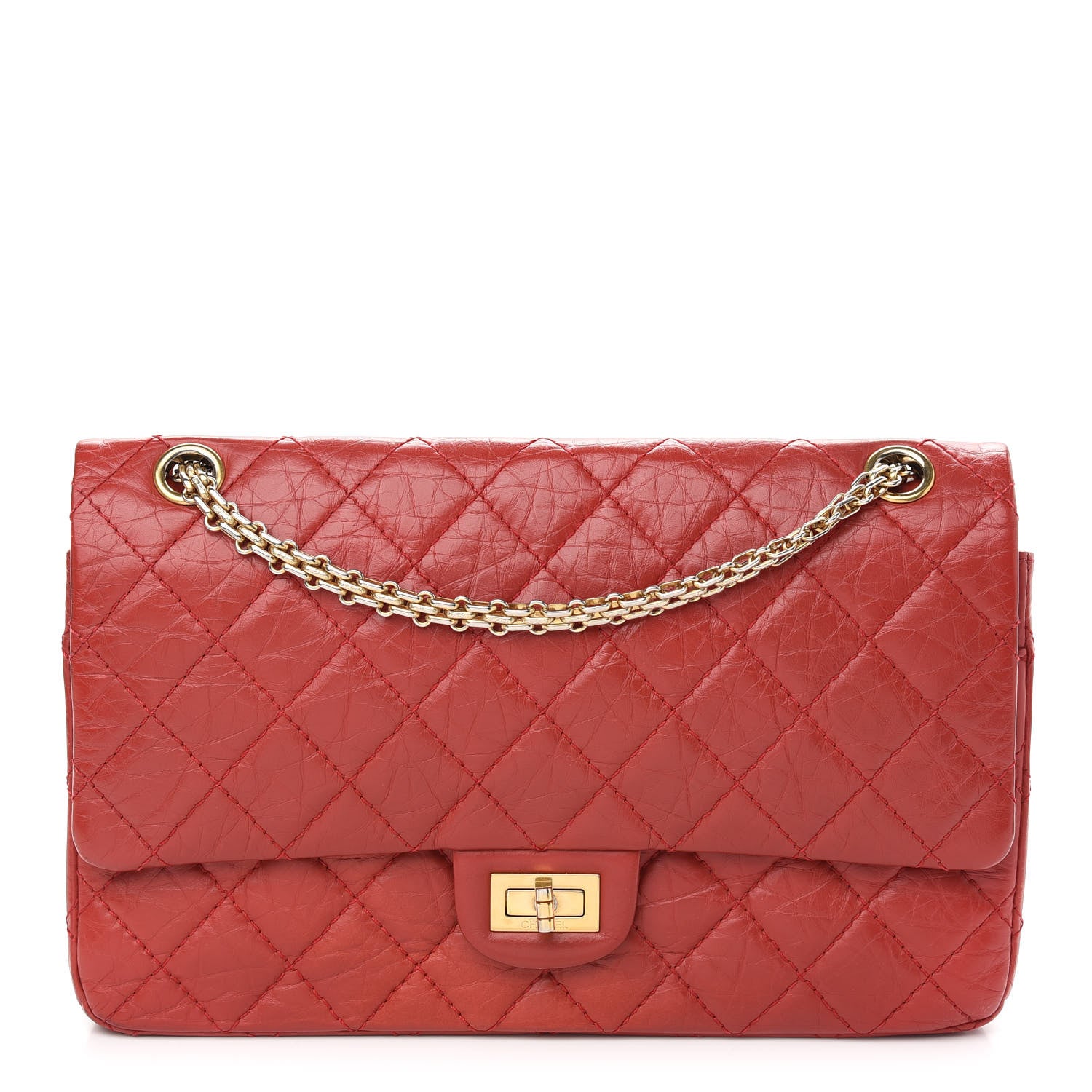 Chanel Aged Calfskin Quilted 2.55 Reissue 226 Flap Red 1 of 8