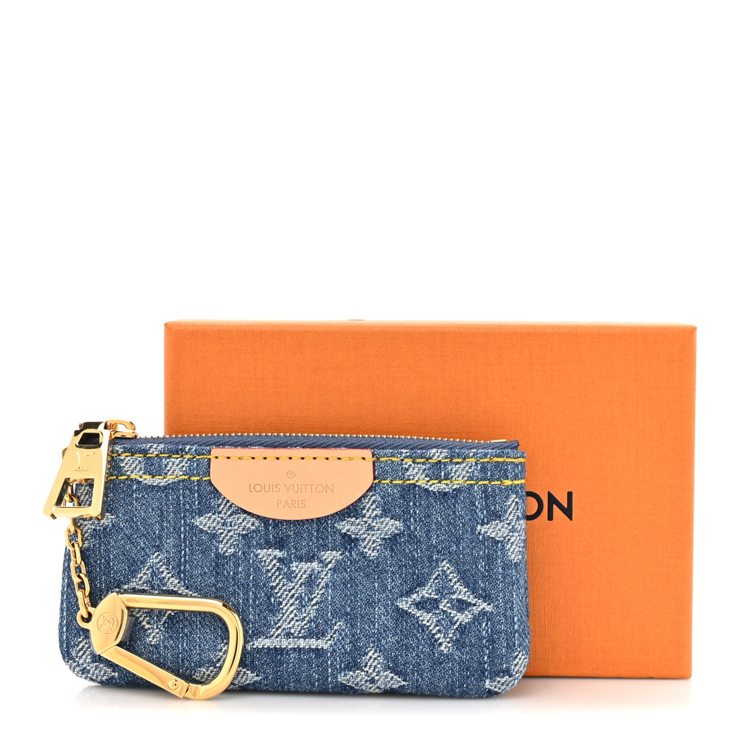 Monogram Denim Key Pouch Denim Blue