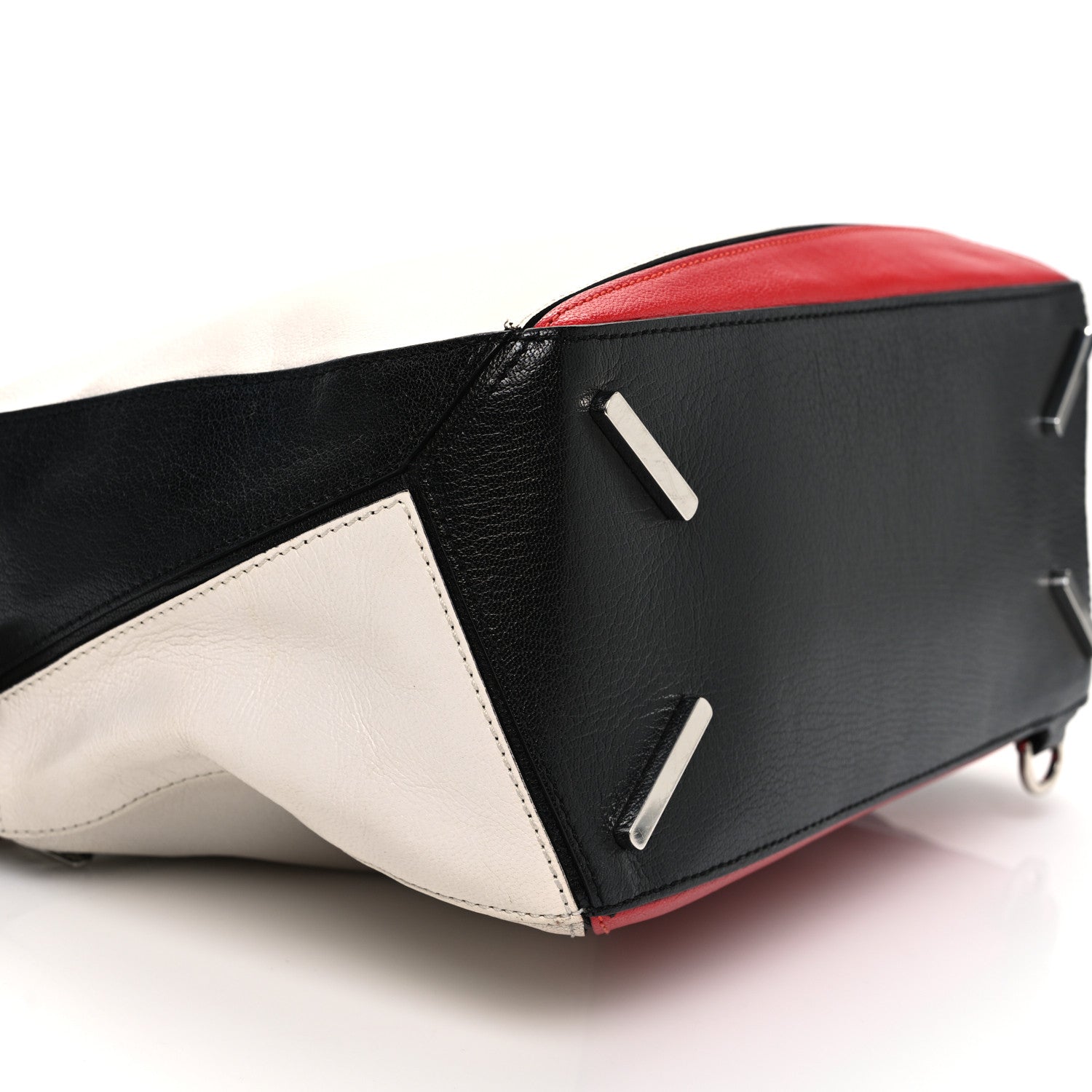 Loewe Calfskin Colorblock Medium Puzzle Bag White Red Black 9 of 14