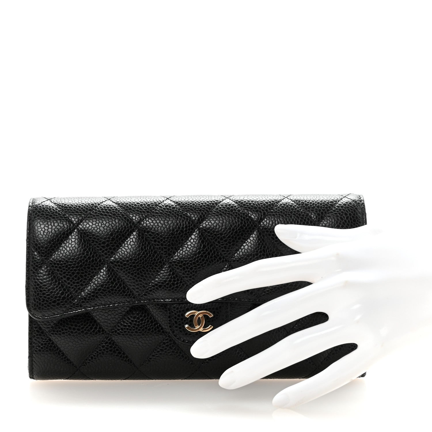 Chanel Caviar Quilted Large Gusset Flap Wallet Black 2 of 9