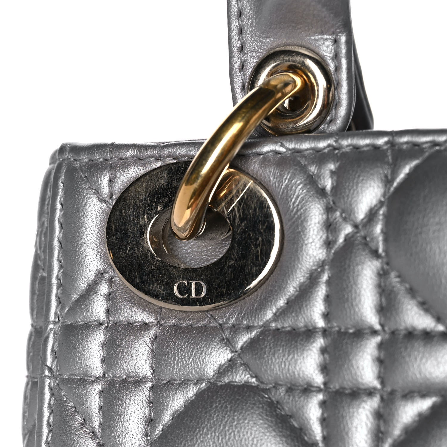 Christian Dior Metallic Lambskin Cannage Mini Lady Dior Grey 14 of 15