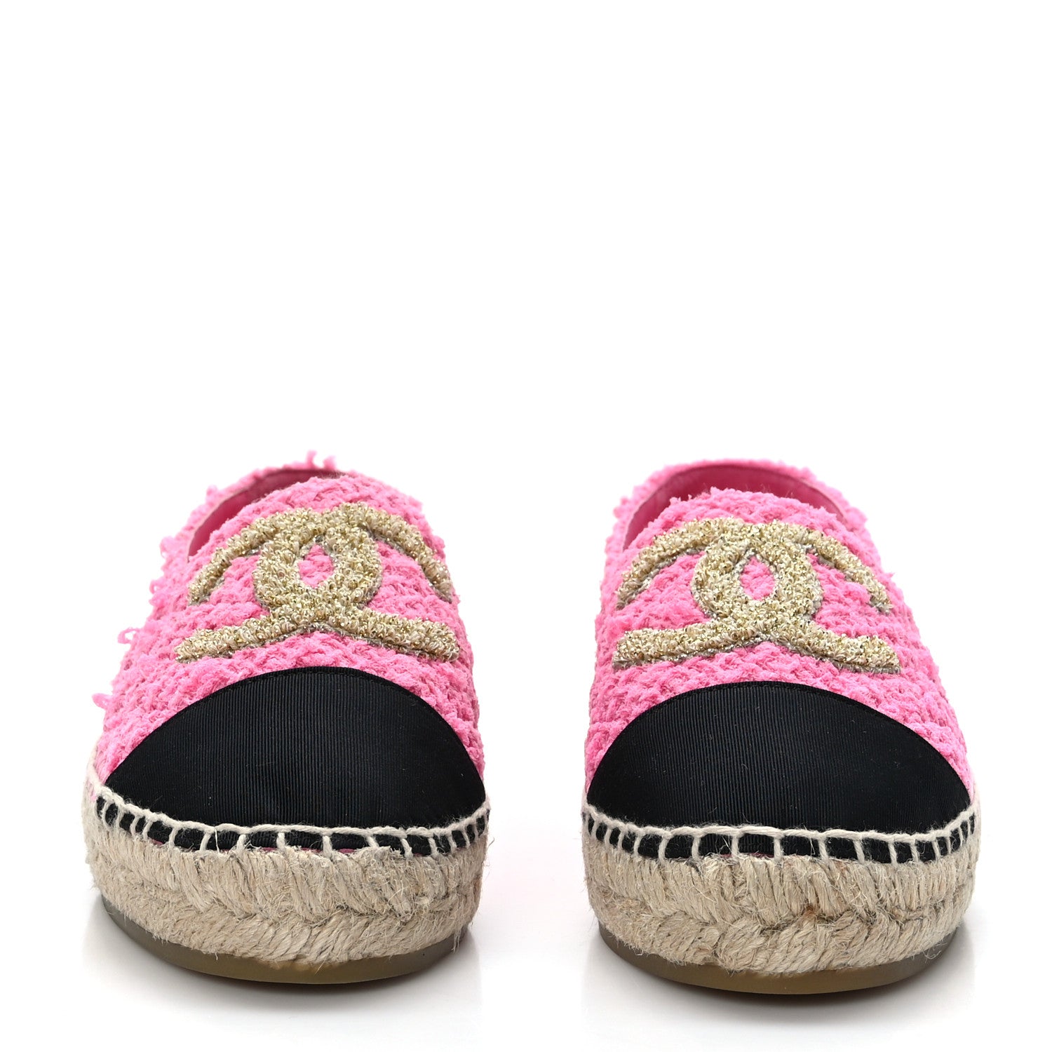 Chanel Tweed Grosgrain CC Espadrilles 36 Pink Black 2 of 8