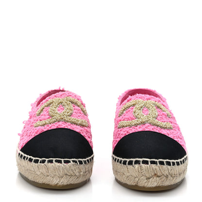 Chanel Tweed Grosgrain CC Espadrilles 36 Pink Black 2 of 8
