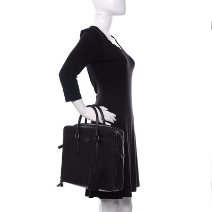 Prada Saffiano Cuir Briefcase Black 2 of 17