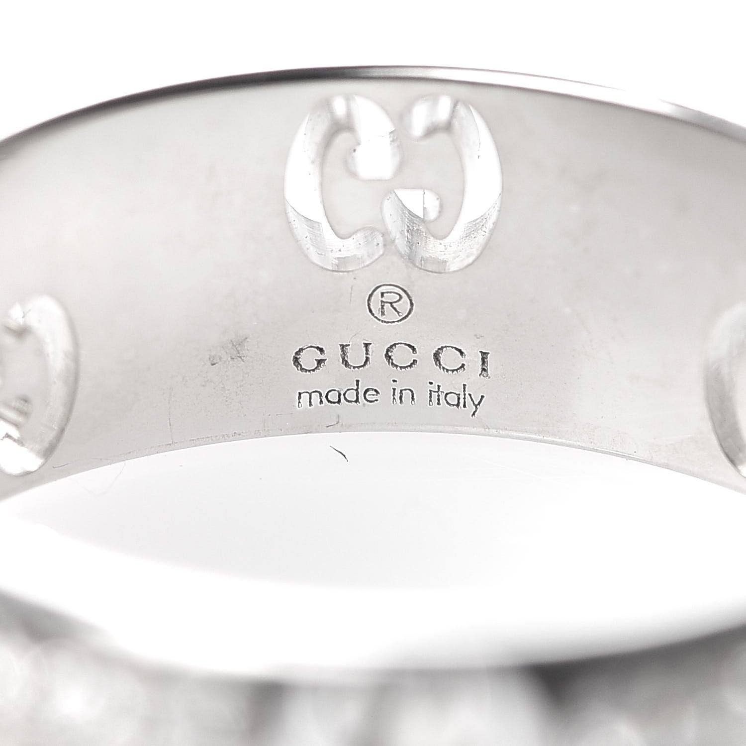 Gucci 18K White Gold Diamond Pave 6mm Icon Band Ring 49 5 6 of 6