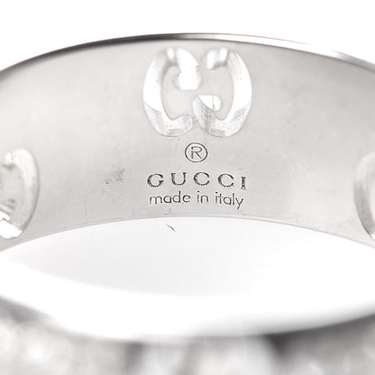 Gucci 18K White Gold Diamond Pave 6mm Icon Band Ring 49 5 6 of 6