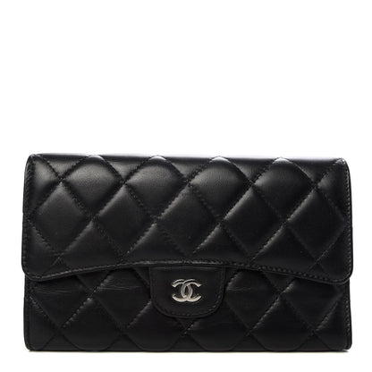Chanel Lambskin Quilted Large Flap Wallet Black 1 of 7