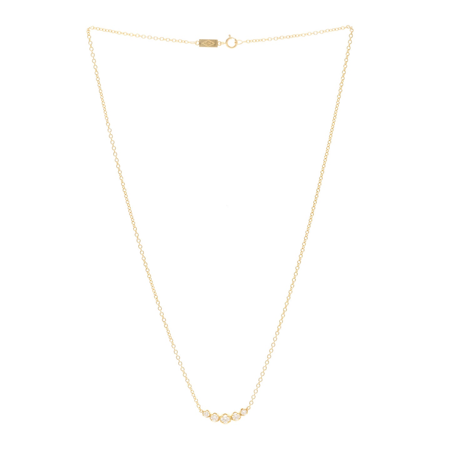 18K Yellow Gold Diamond 5 Illusion Set Pendant Necklace