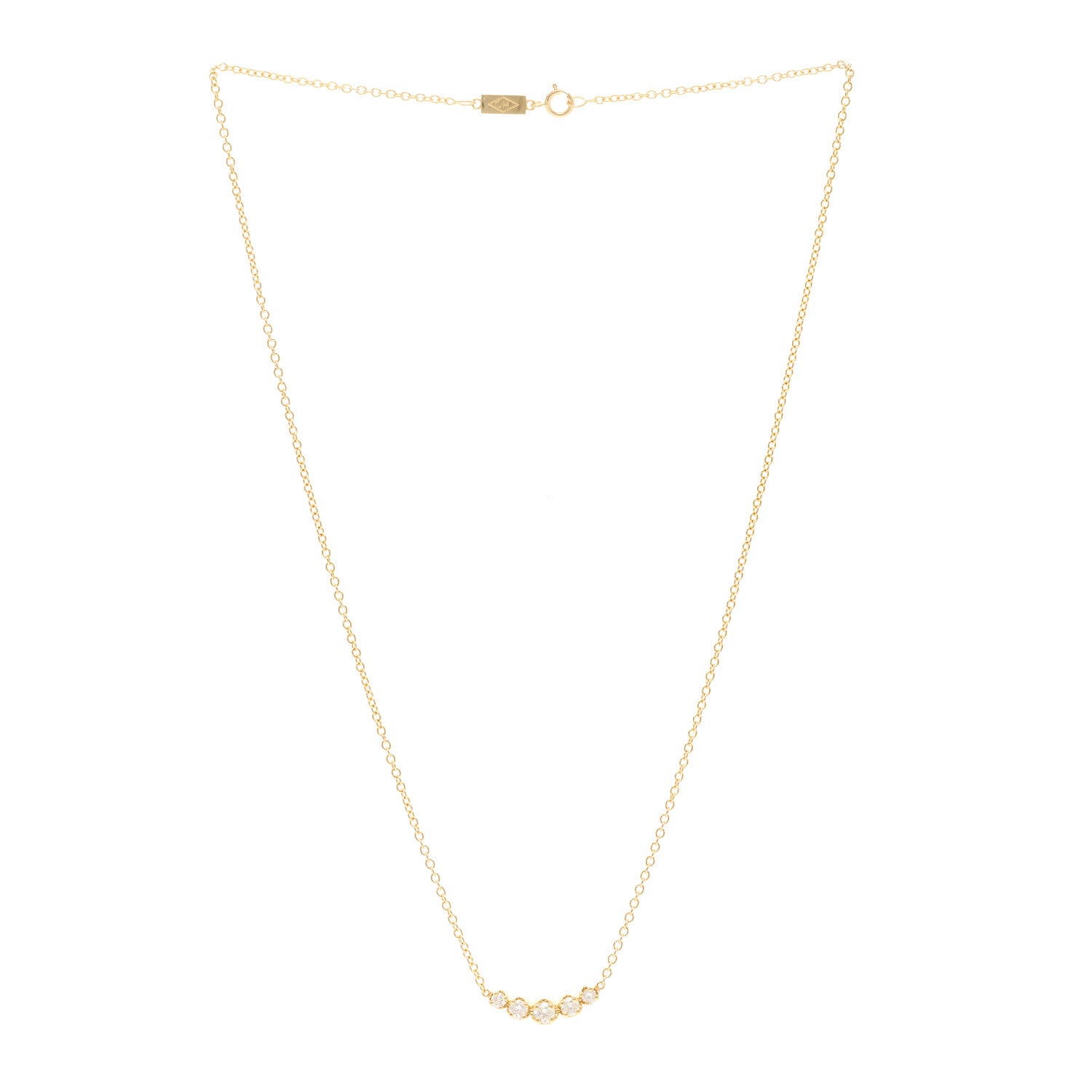 Jennifer Meyer 18K Yellow Gold Diamond 5 Illusion Set Pendant Necklace 3 of 4