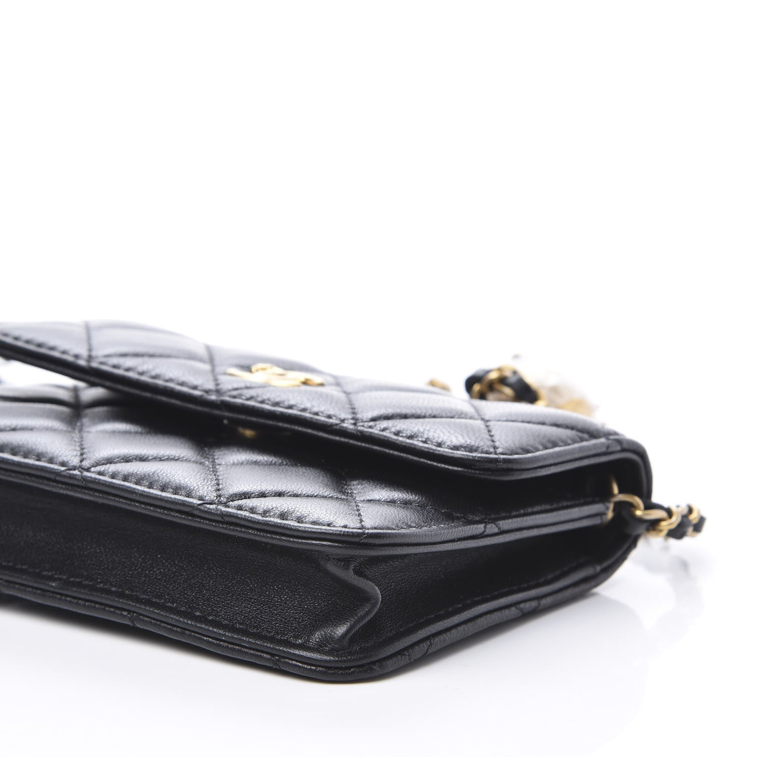 Chanel Lambskin Quilted Pearl Crush Clutch With Chain Black 6 of 12