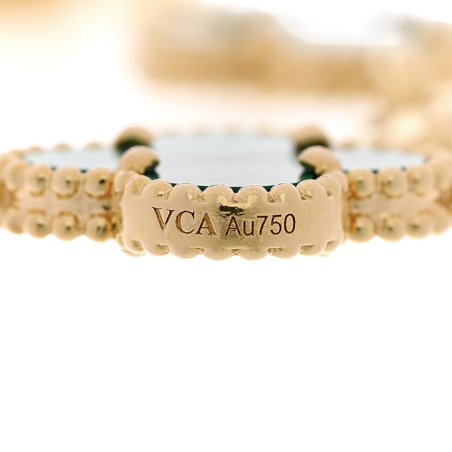 18K Yellow Gold Diamond Malachite 5 Motifs Vintage Alhambra Bracelet