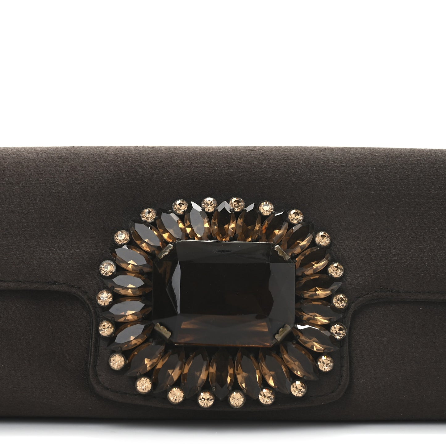 Satin Crystal Pochette Shoulder Bag Brown