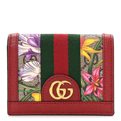 Gucci GG Supreme Monogram Flora Web Ophidia Card Case Red 1 of 8