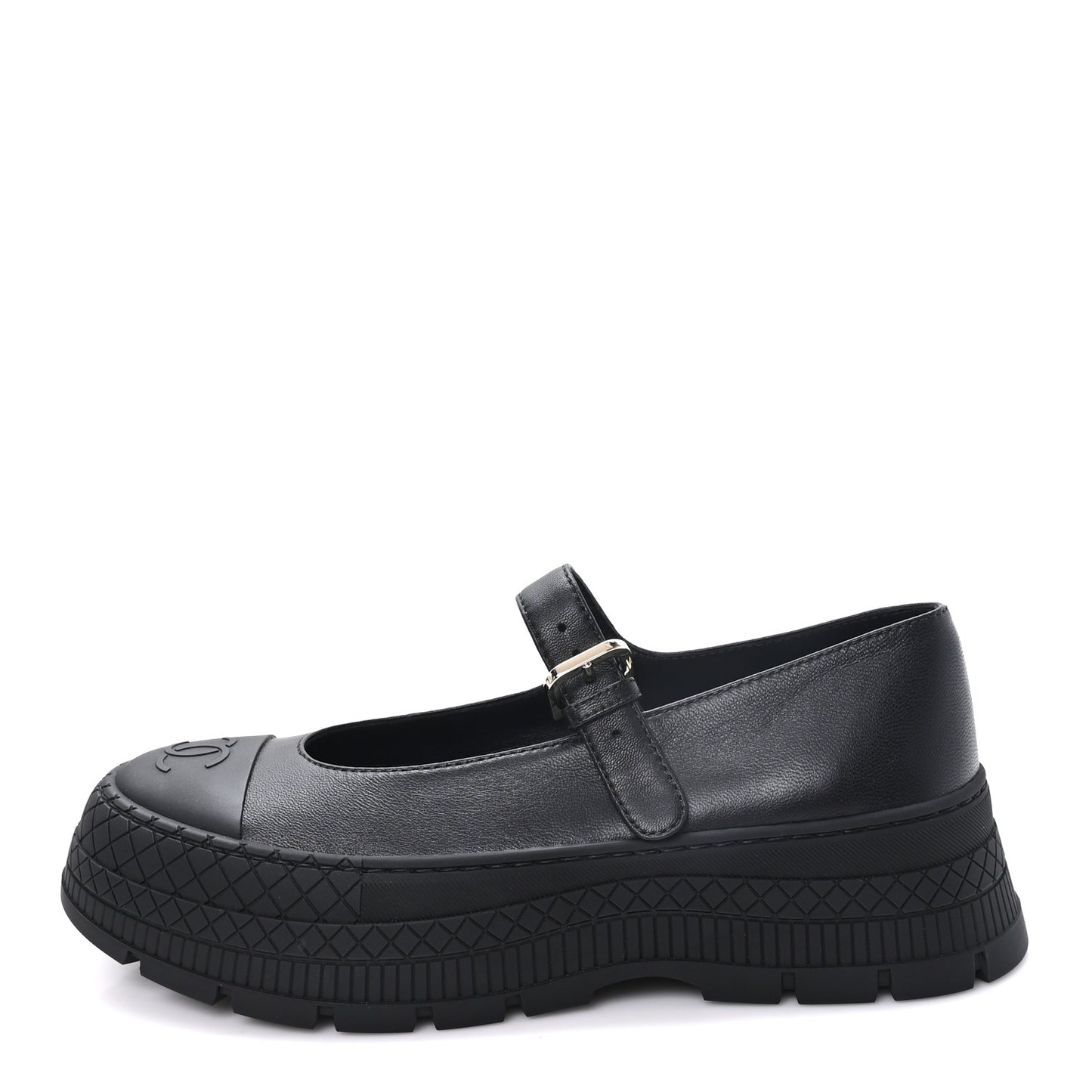 Lambskin Mary Jane Flats 37 Black