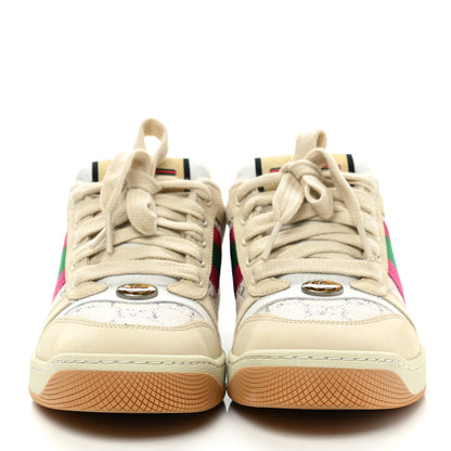 Gucci Lame GG Monogram Nubuck Web Screener Sneakers 35 Gardenia Silver Dusty Milk White 2 of 11