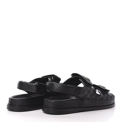 Chanel Grained Calfskin Velcro Dad Sandals 39 Black 4 of 9