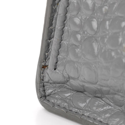 Balenciaga Shiny Calfskin Crocodile Embossed Medium Hourglass Top Handle Bag Balenciaga Grey 10 of 17