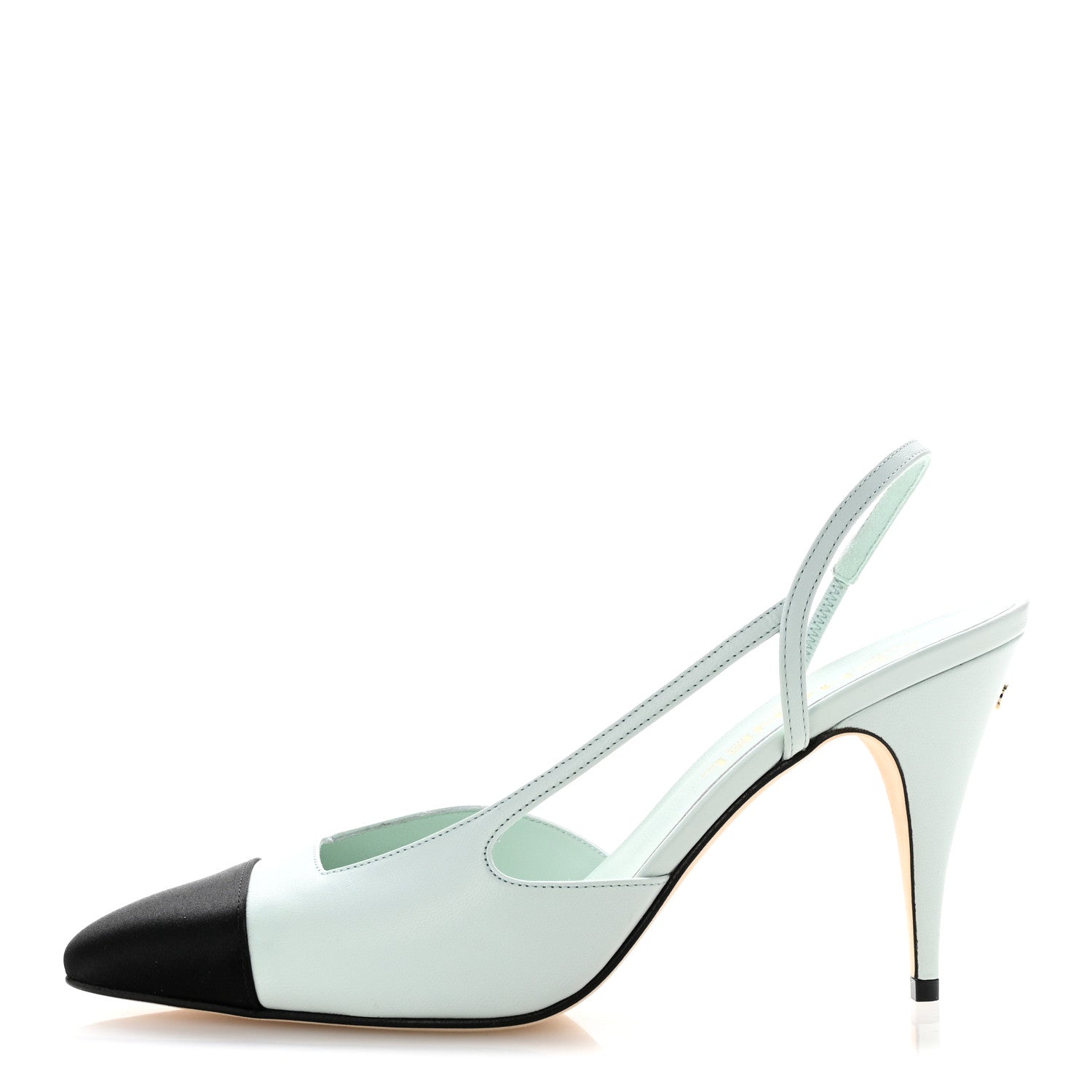 Chanel Goatskin Mixed Fibers Cap Toe Slingback Pumps 40 Light Green Black 1 of 10