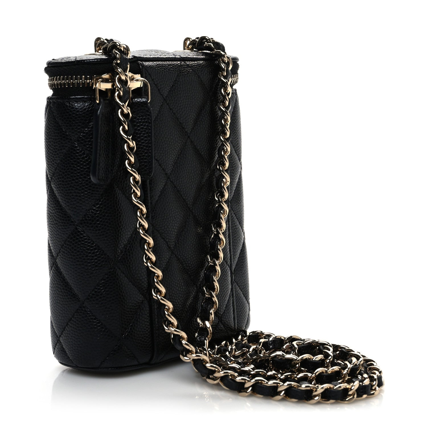 Chanel Caviar Quilted Small Vertical Coco Beauty Vanity Case With Chain Black 3 of 10