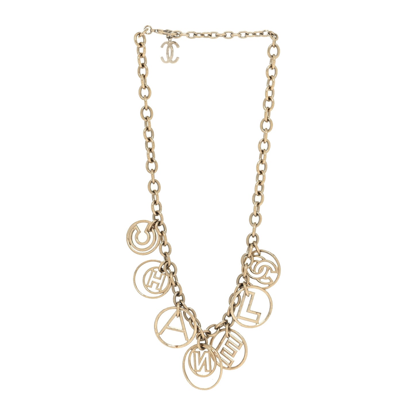 Metal Hoop Cuba Logo Necklace Gold