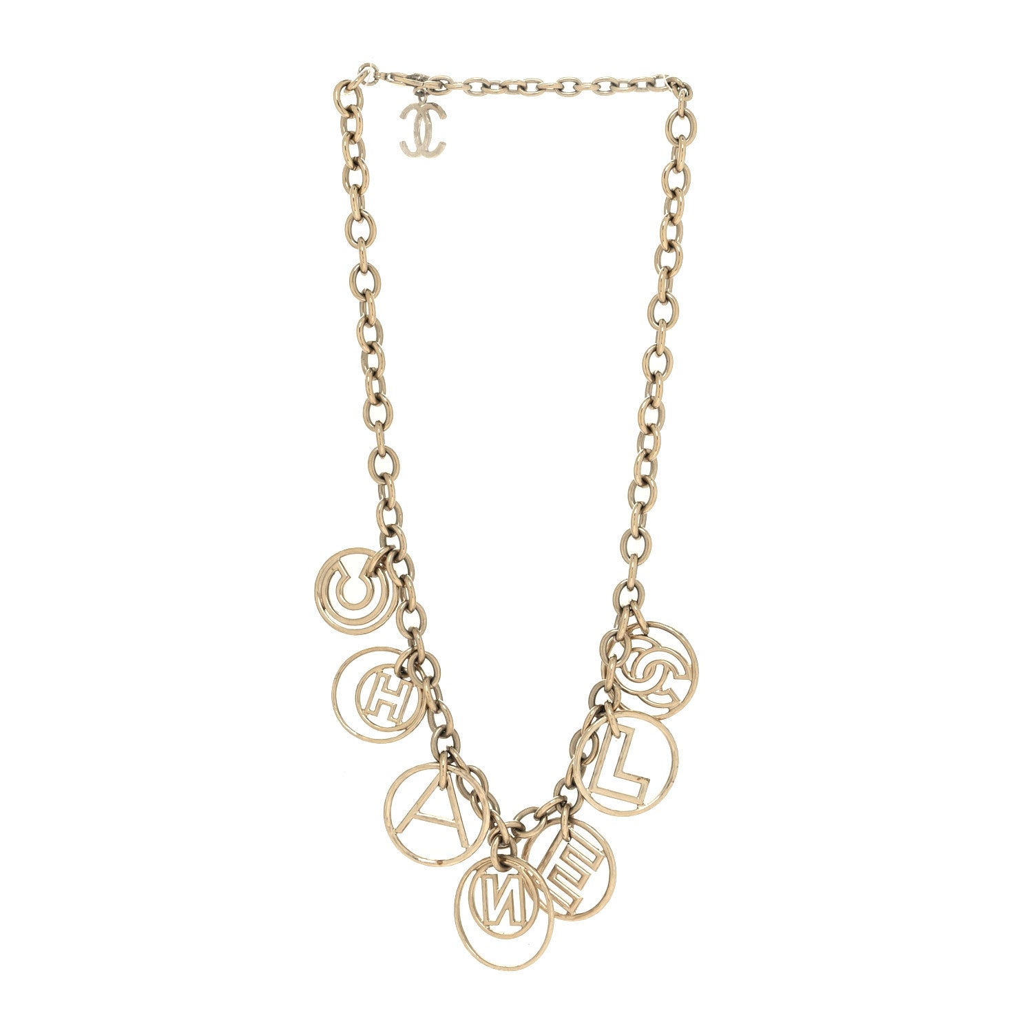 Chanel Metal Hoop Cuba Logo Necklace Gold 3 of 5