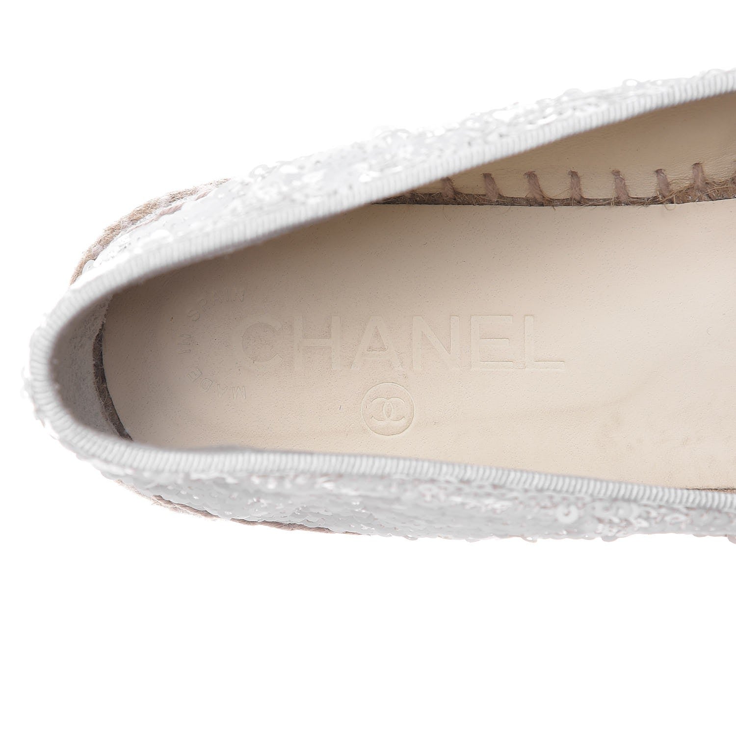 Chanel Patent Sequin CC Espadrilles 38 White 6 of 10