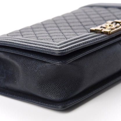 Chanel Caviar Quilted New Medium Boy Flap Dark Navy Blue 6 of 12