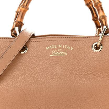 Gucci Pebbled Calfskin Medium Bamboo Shopper Tote Camelia 9 of 16