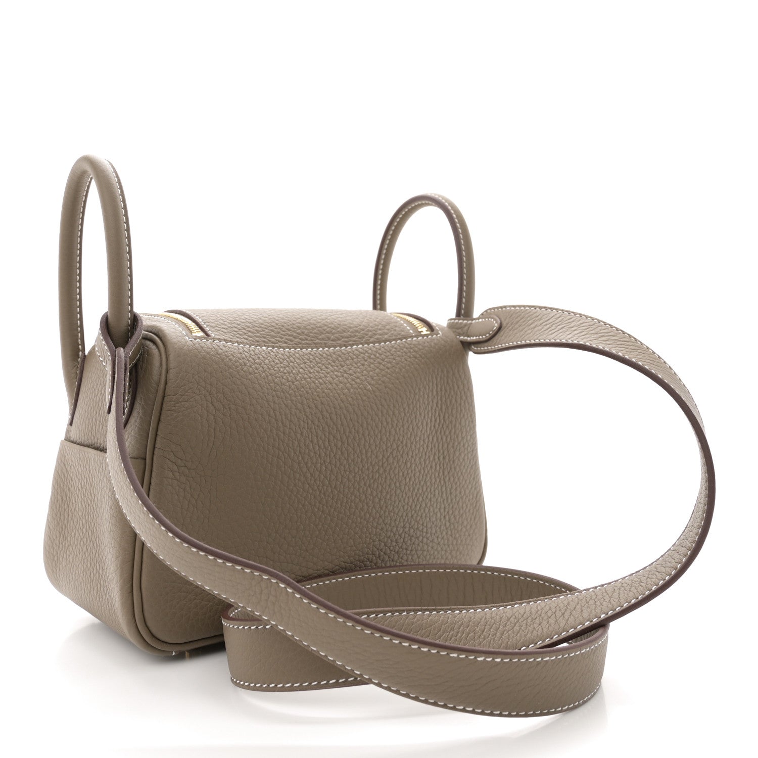 Hermes Taurillon Clemence Mini Lindy 20 Etoupe 3 of 11