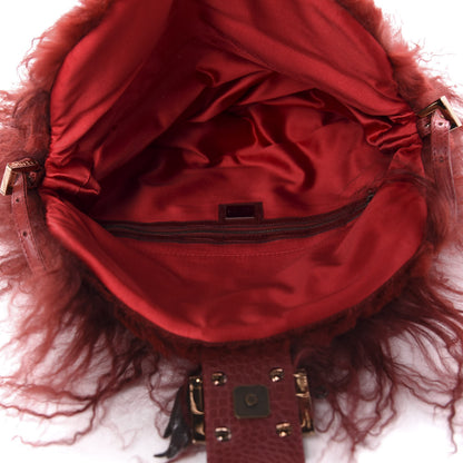 Fendi Fur Crocodile Baguette Rosso 5 of 9