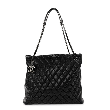 Chanel Lambskin Quilted Medium New Bubble North South Tote Black 1 of 11