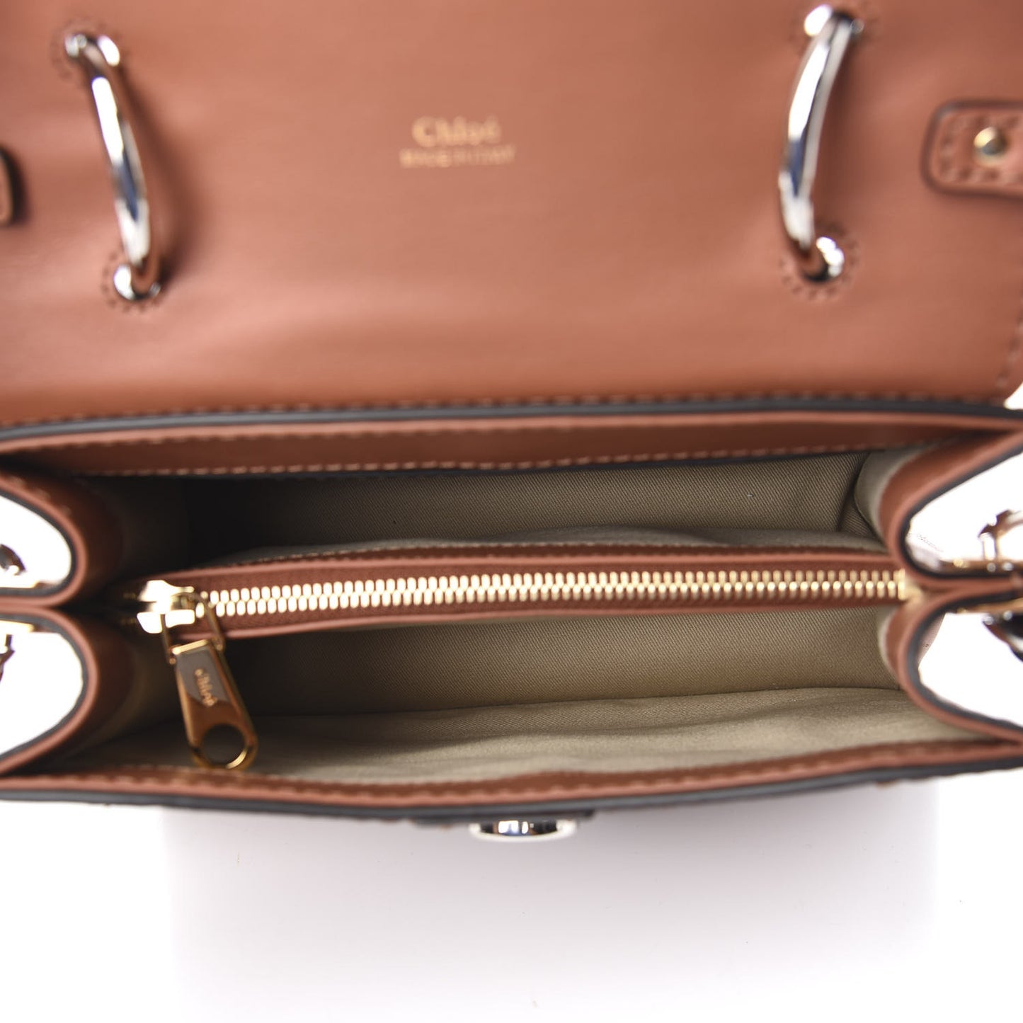 Calfskin Crocodile Embossed Small Aby Day Shoulder Bag Sepia Brown