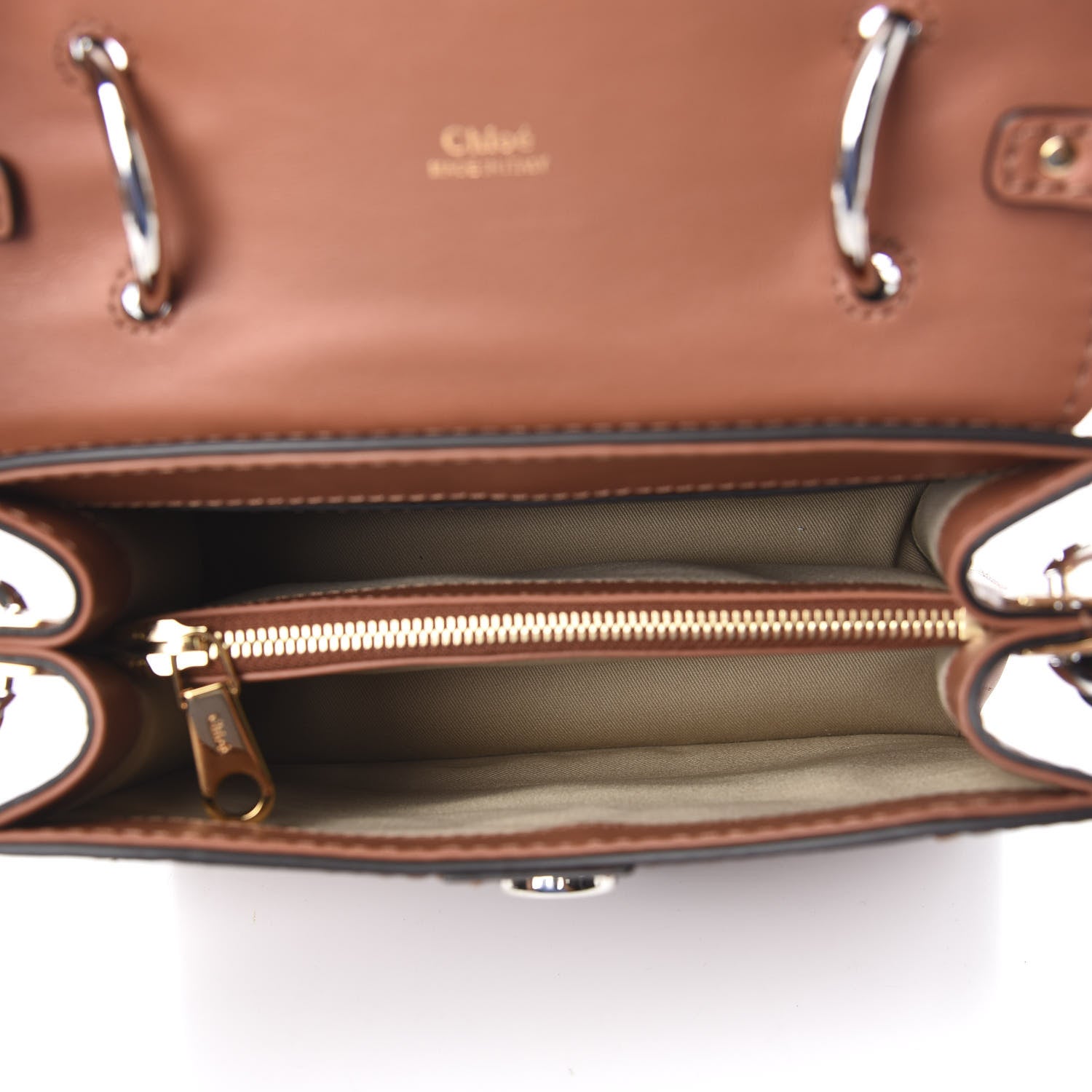 Chloe Calfskin Crocodile Embossed Small Aby Day Shoulder Bag Sepia Brown 6 of 11